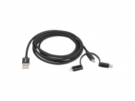 Кабел Lanberg 3in1 cable USB-A (M) -> MICRO-B (M) + LIGHTNING (M) + USB-C (M) 2.0 1.8m, black