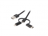 Кабел Lanberg 3in1 cable USB-A (M) -> MICRO-B (M) + LIGHTNING (M) + USB-C (M) 2.0 1.8m, black