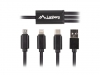 Кабел Lanberg COMBO cable USB-A (M) -> MICRO-B (M) + LIGHTNING (M) + USB-C (M) 2.0 1.8m, black