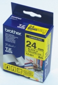Консуматив Brother TZe-651 Tape Black on Yellow, Laminated, 24mm - Eco