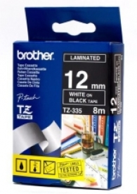 Консуматив Brother TZe-335 Tape White on Black, Laminated, 12mm, 8m - Ecos