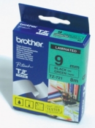 Консуматив Brother TZe-721 Tape Black on Green, Laminated, 9mm, 8m - Eco