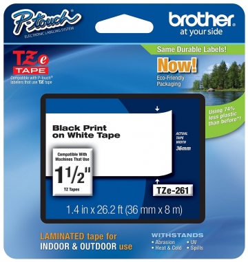 Консуматив Brother TZe-261 Tape Black on White, Laminated, 36mm, 8 m - Eco