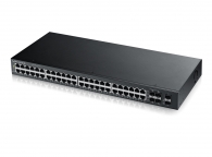 Комутатор ZyXEL GS2210-48, 50-port Managed Layer2+ Gigabit Ethernet switch, 44x Gigabit metal + 4x Gigabit dual personality (RJ45/open SFP) + 2 open SFP ports, L2 multicast, IGMP snooping, MVR, IP source guard, DHCP snooping, ARP inspection, CPU protectio