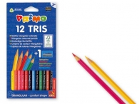 Цветни моливи PRIMO Tris + острилка, 12 цвята