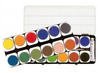 Бои акварелни PRIMO, 24 цвята вадещи се + тубичка бяла боя