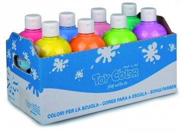 Бои темперни TOY COLOR- 8 цвята в бурканчета 500 мл., 1 бр.