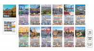 Стенен луксозен 12-листов календар Световни градове