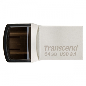 Памет Transcend 64GB JETFLASH 890S, USB 3.1 Type C, Silver Plating