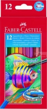Акварелни цветни моливи, 12 цвята и четка