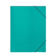 Папка картон с 3 капака и ластик зелена