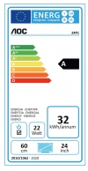 Монитор AOC 24P1, 23.8" Wide IPS LED, 5 ms, 1000:1, 50M:1 DCR, 250 cd/m2, FHD 1920x1080@60Hz, FlickerFree, Low Blue Light, Pivot, Heigh Adjust, USB, D-Sub, DVI, HDMI, DP, Headphone Out, Speakers, Black