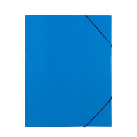 Папка картон с 3 капака и ластик синя