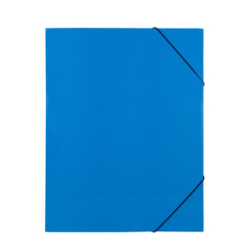 Папка картон с 3 капака и ластик синя