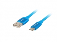 Кабел Lanberg USB MICRO-B (M)  ->  USB-A (M) 2.0 cable 1m, blue premium QC 3.0