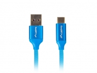 Кабел Lanberg USB-C(M) ->  USB-A (M) 2.0 cable 1.8m, blue QC 3.0 premium