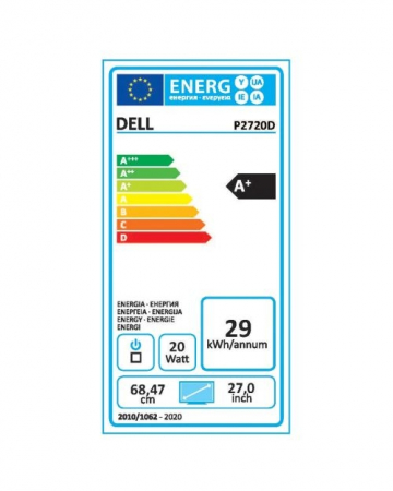 Монитор Dell P2720D, 27" Wide LED AG IPS Panel, 5ms, 1000:1, 350 cd/m2, 2560x1440, 60Hz, HDMI, DP, USB 3.0 upstream, USB 3.0 Hub, Height, Pivot, Swivel, tilt, Black