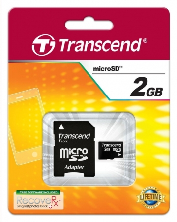 Памет Transcend 2GB micro SD (with adapter)