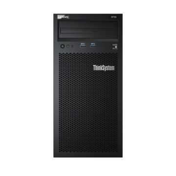 Сървър Lenovo ThinkSystem ST50, Xeon E-2144G (4C, 3.6GHz, 8MB Cache/71W), 8GB(1x8GB, UDIMM), 2x1TB SATA HDD,  SATA RAID, 1x250W, AMT, Slim DVD-RW, 3yr Warranty