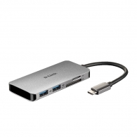USB хъб D-Link 6-in-1 USB-C Hub with HDMI/Card Reader/Power Delivery