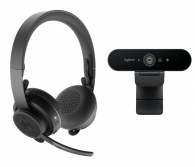 Комплект Logitech Zone Wireless Bluetooth Headset - Graphite and Brio 4K Webcam