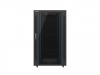 Комуникационен шкаф Lanberg rack cabinet 19" free-standing 27U / 800x1000 self-assembly flatpack with glass door, black + 19" fan unit / ventilation panel with lcd 2 fans + thermostat, 230V, black