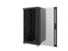Комуникационен шкаф Lanberg rack cabinet 19" free-standing 27U / 800x1000 self-assembly flatpack with glass door, black + 19" fan unit / ventilation panel with lcd 2 fans + thermostat, 230V, black