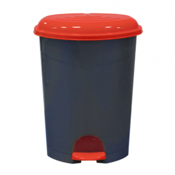 Кош за отпадъци с педал и червен капак 50 л