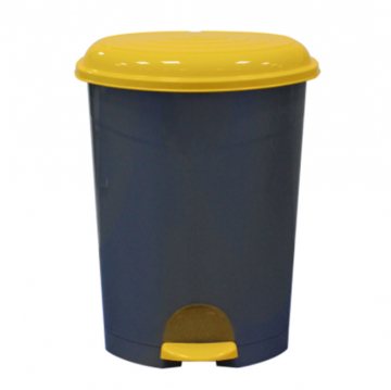 Кош за отпадъци с педал и жълт капак 50 л