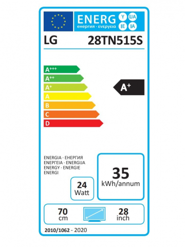 Монитор LG 28TN515S-WZ, 27.5" WVA, LED non Glare, Smart webOS 3.5, TV Tuner DVB-T2/C /S2, 1200:1, Mega DFC, 250cd, 1366x768, Wi-Fi, LAN, RCA, WiDi, Miracast, HDMI, CI Slot, USB 2.0, HOTEL MODE, Speaker 5W, White