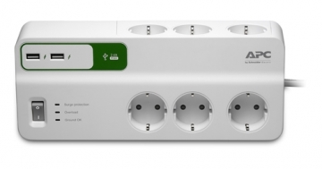 Филтър APC Essential SurgeArrest 6 outlets with 5V, 2.4A 2 port USB charger, 230V Germany